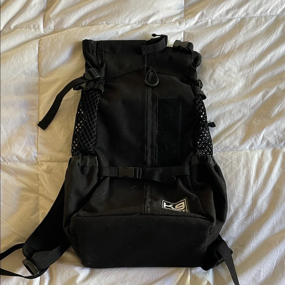 Black Dog Carrying Backpack